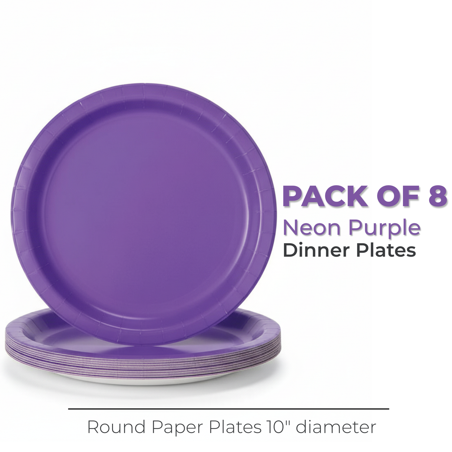 Neon Purple Solid Round 10" Dinner Plates, 20ct