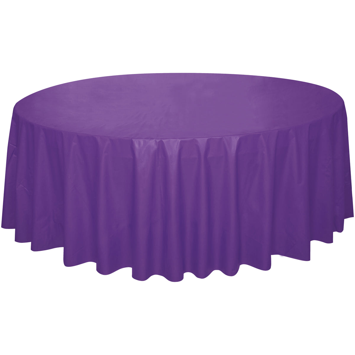 Neon Purple Solid Round Plastic Table Cover, 84" - Image 2