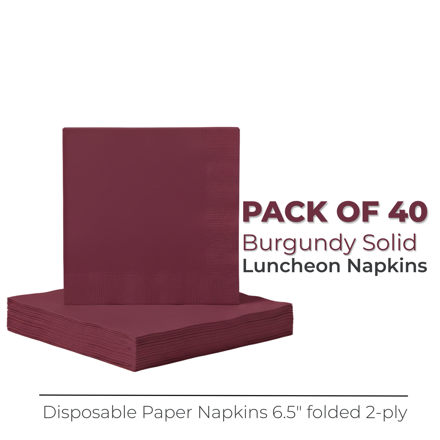 Burgundy Solid Luncheon Napkins, 40ct