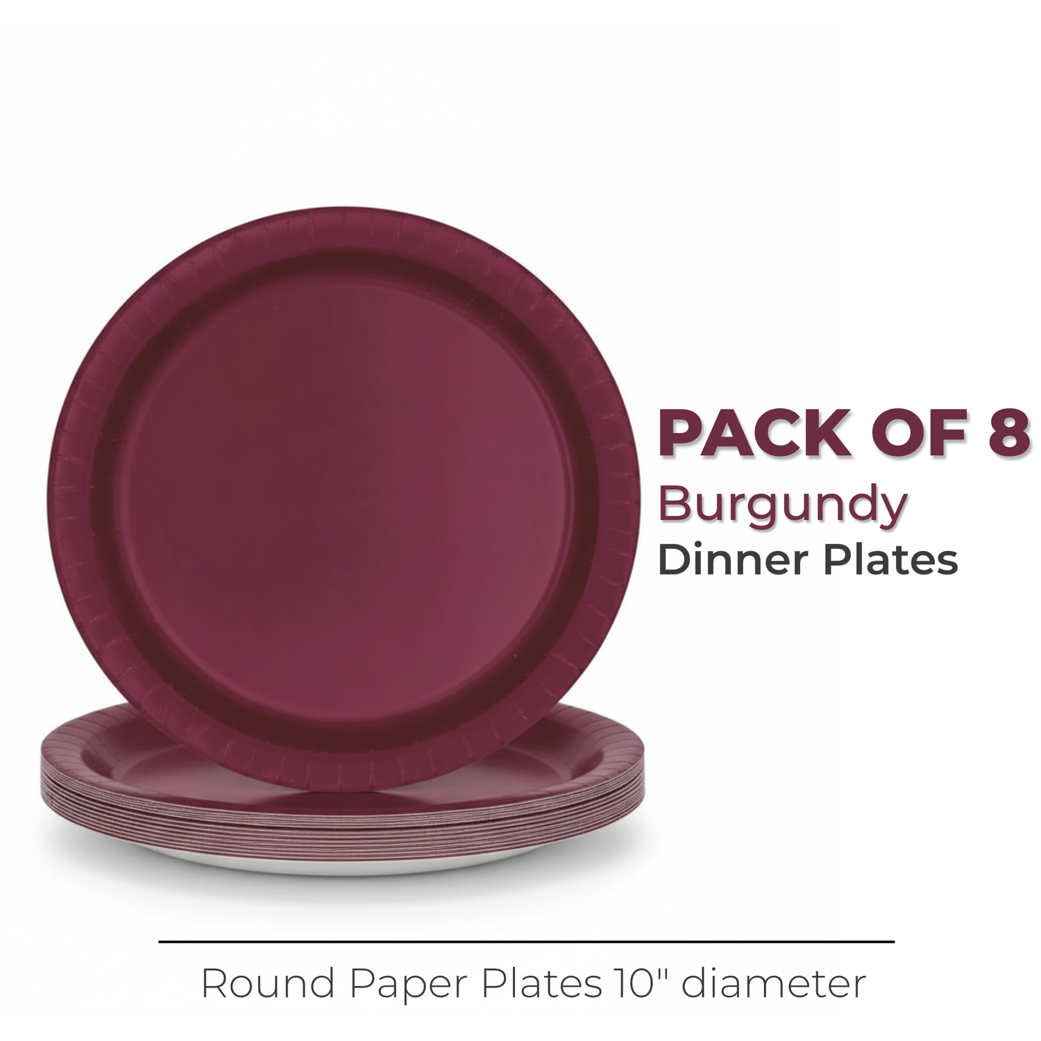 Burgundy Solid Round 10" Dinner Plates, 20ct