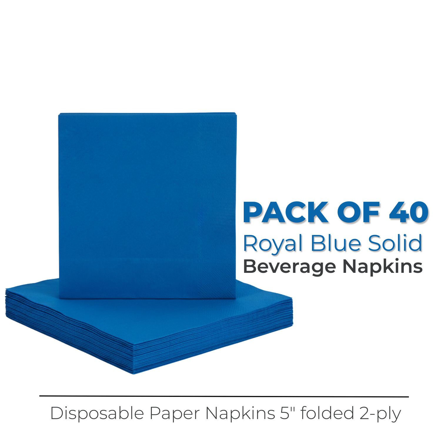 Royal Blue Solid Beverage Napkins, 40ct