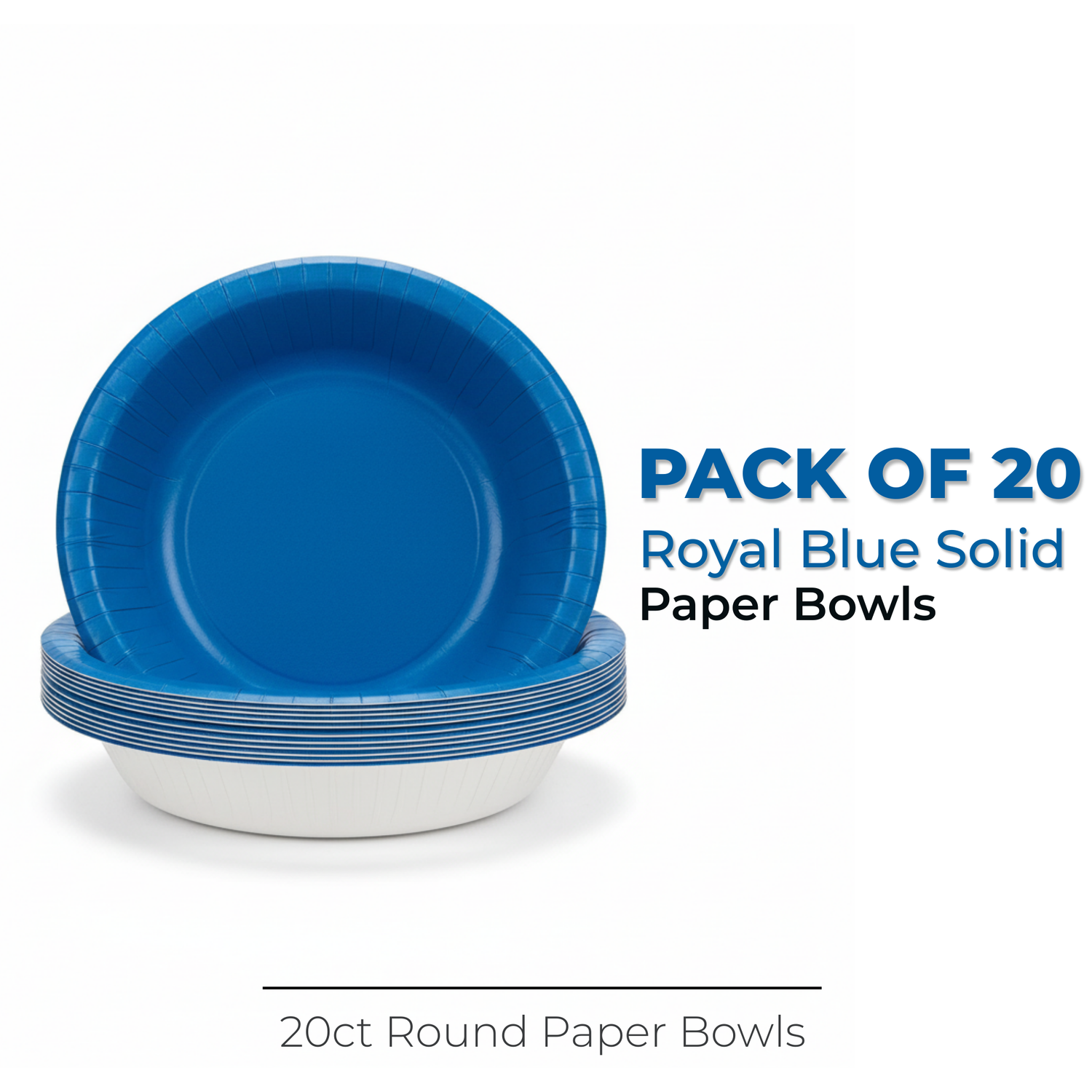 Royal Blue Solid 20oz Paper Bowls, 20ct