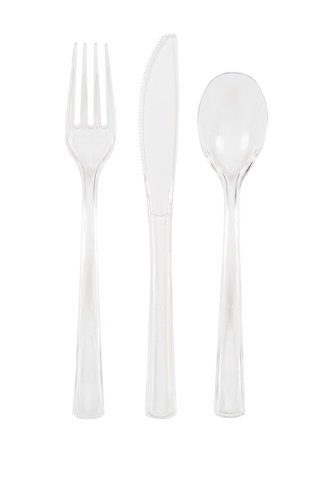 Clear Solid Assorted Plastic Cutlery, 18ct
