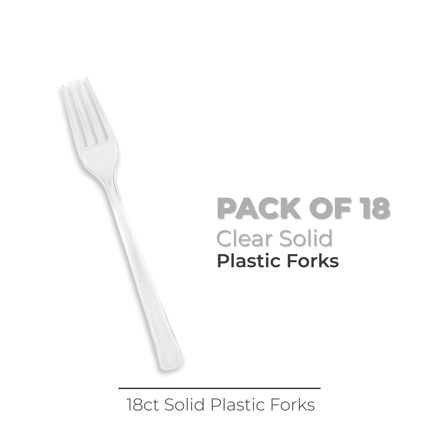 Clear Solid Plastic Forks, 18ct