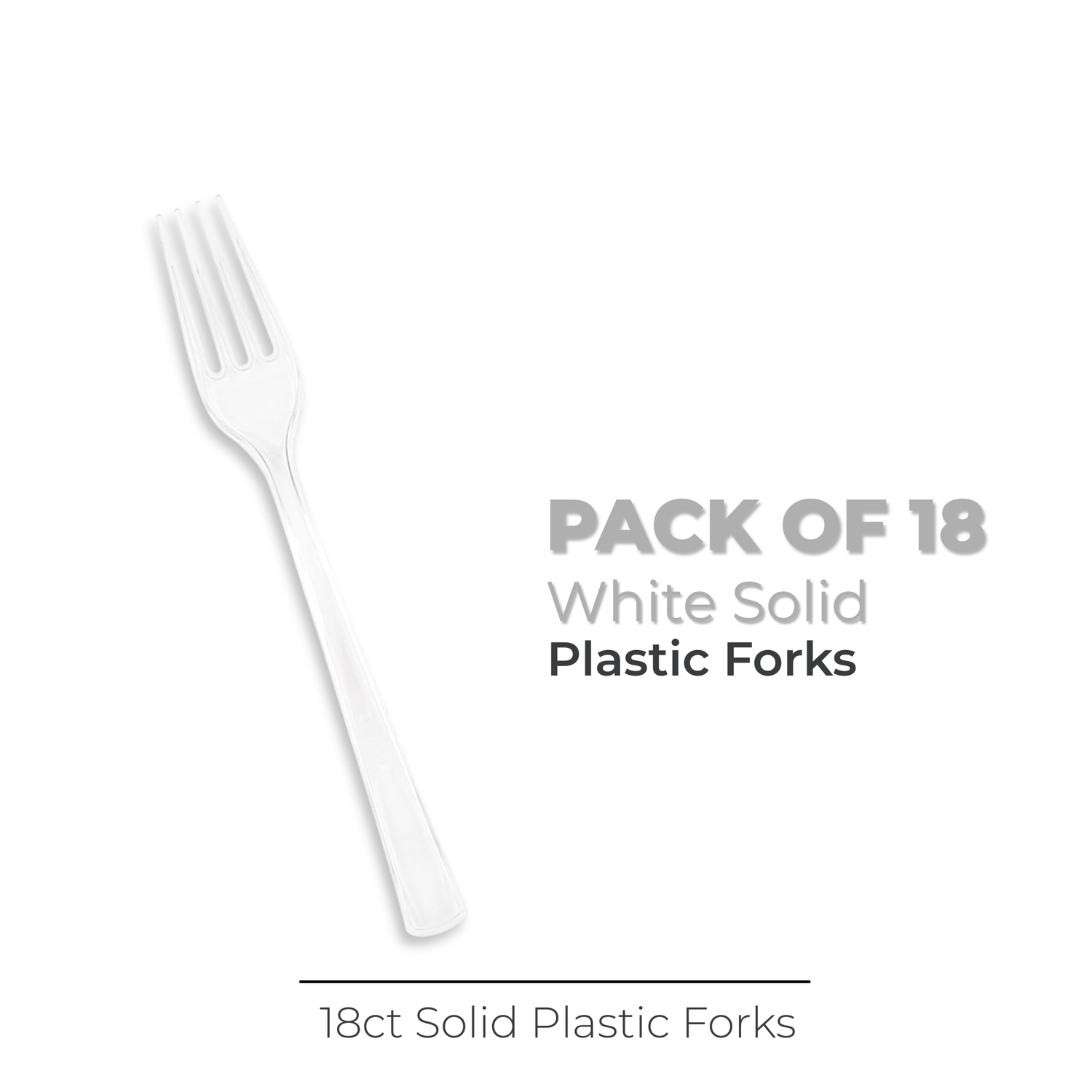 White Solid Plastic Forks, 18ct