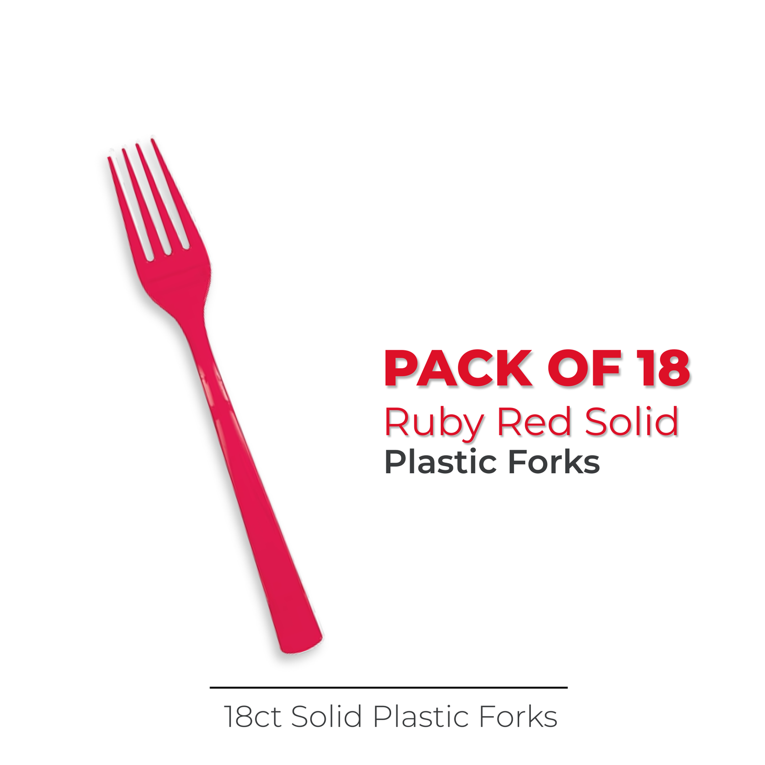 Ruby Red Solid Plastic Forks, 18ct