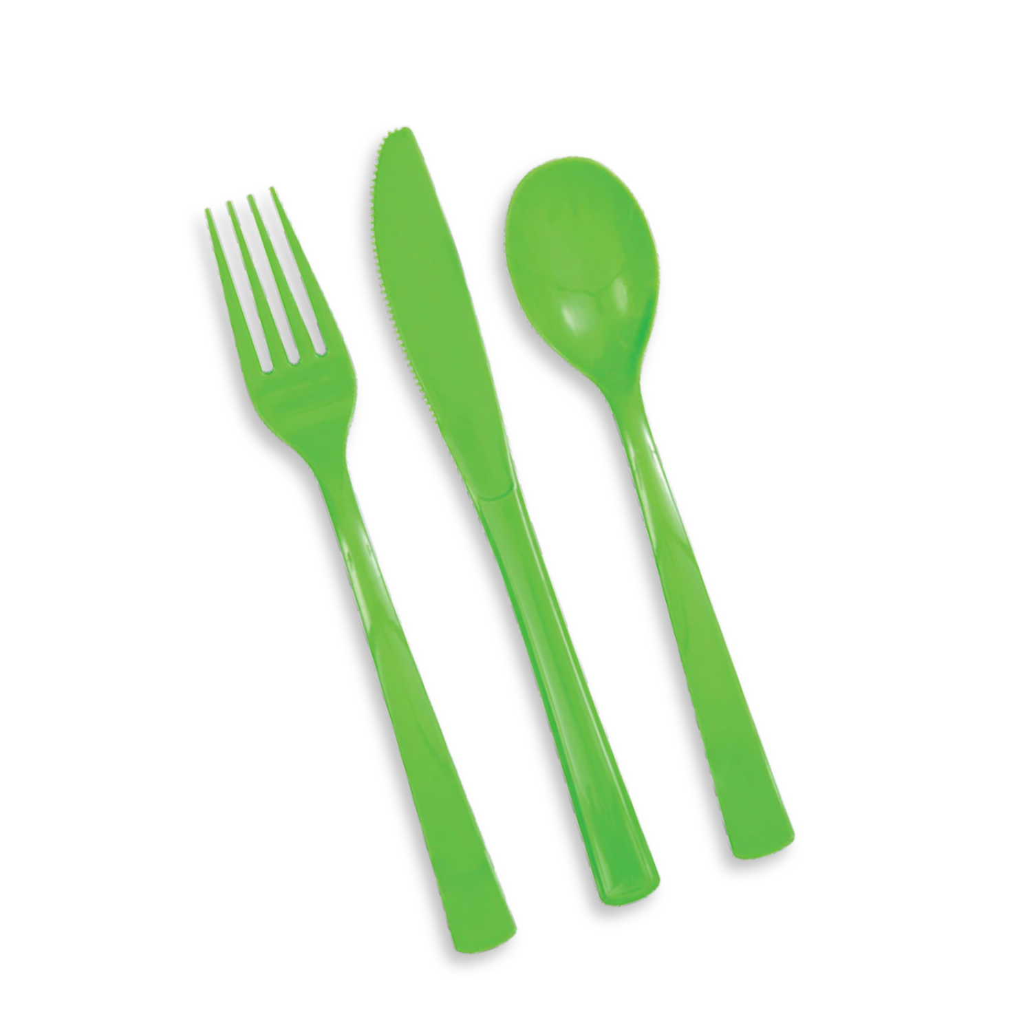 Lime Green Solid Assorted Plastic Cutlery, 18ct