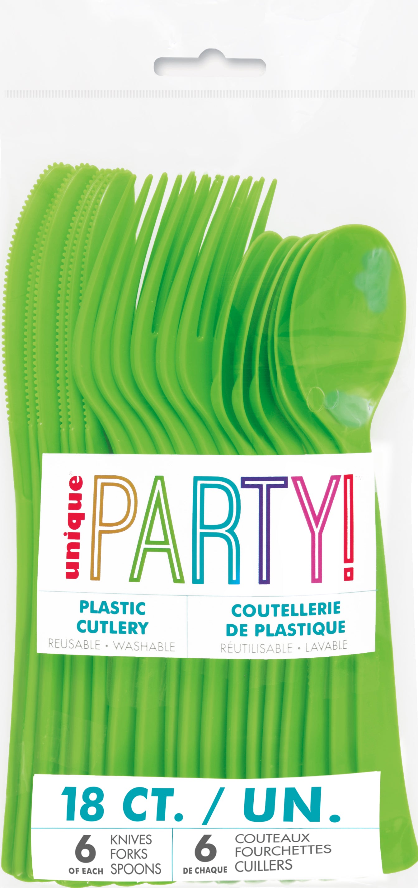 Lime Green Solid Assorted Plastic Cutlery, 18ct - Image 2