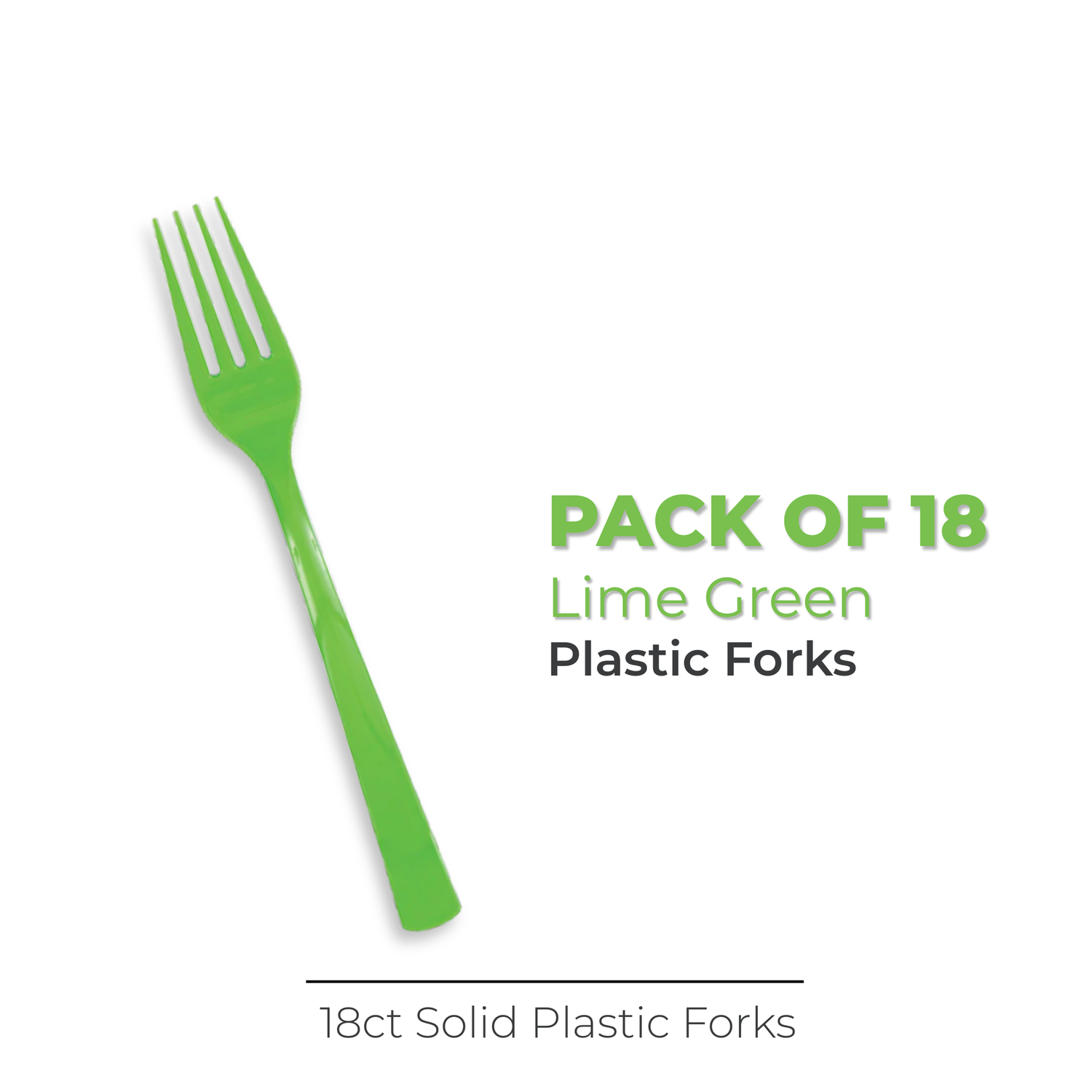 Lime Green Solid Plastic Forks, 18ct