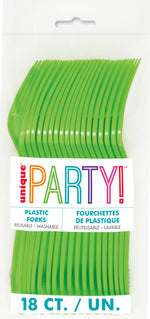 Lime Green Solid Plastic Forks, 18ct - Image 2