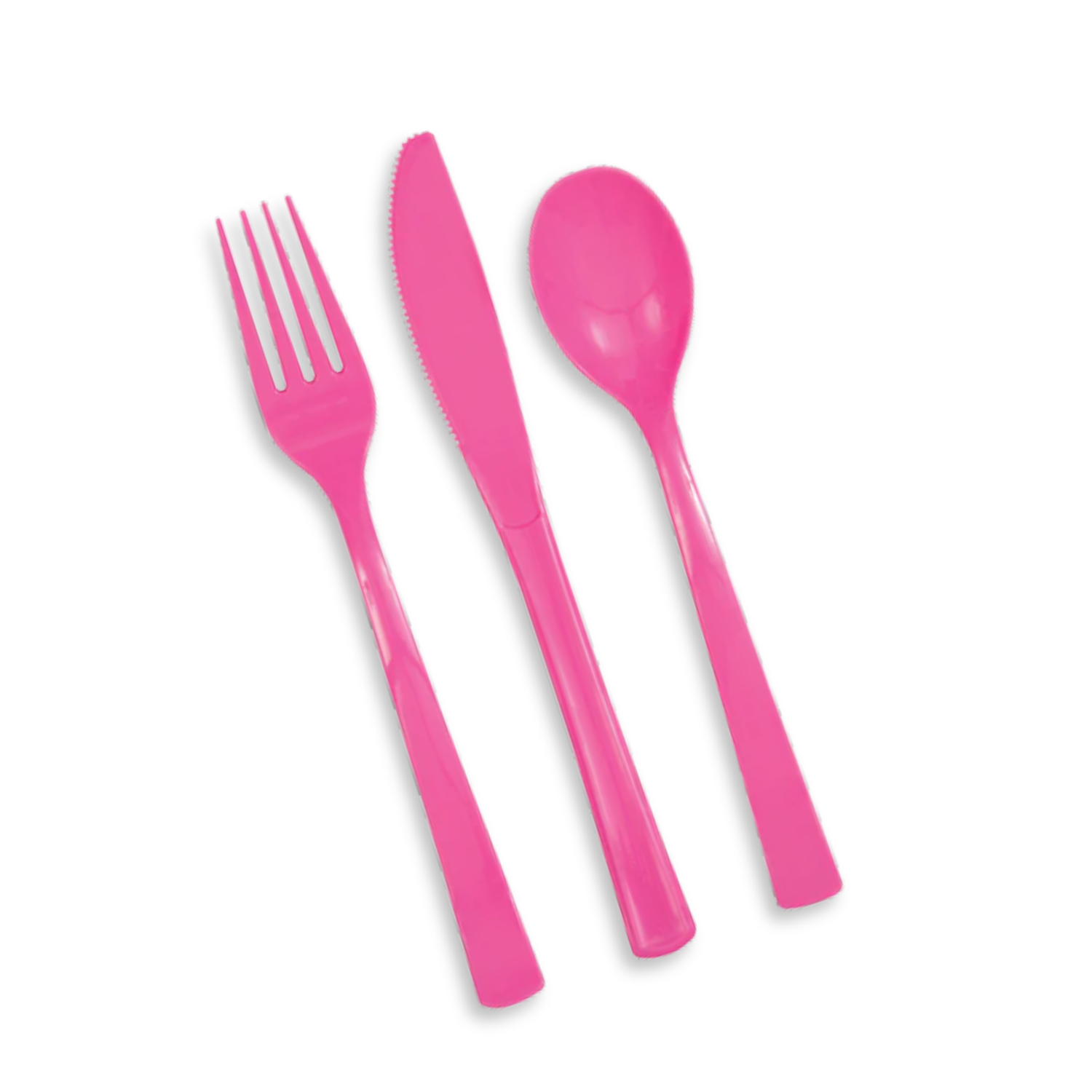 Hot Pink Solid Assorted Plastic Cutlery, 18ct