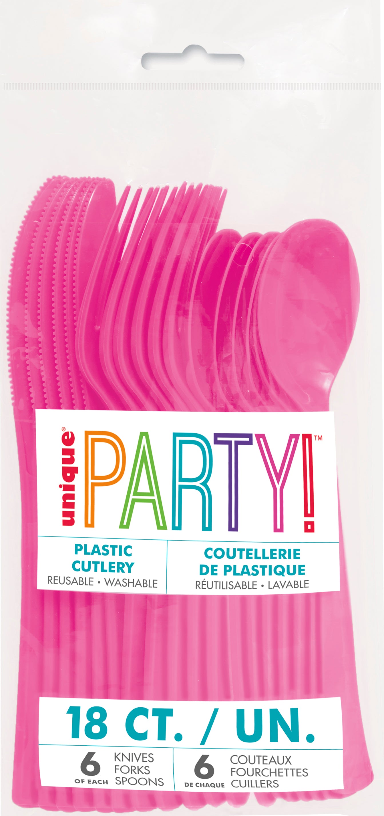 Hot Pink Solid Assorted Plastic Cutlery, 18ct - Image 2