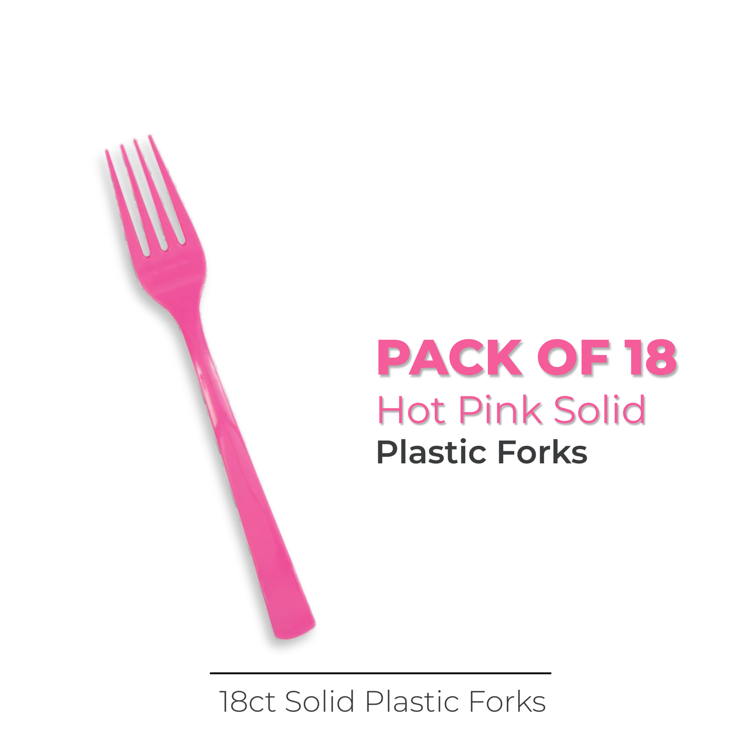 Hot Pink Solid Plastic Forks, 18ct