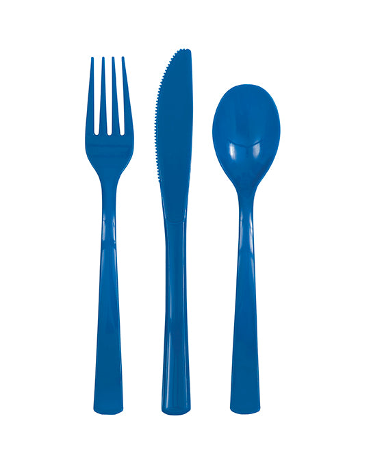 Royal Blue Solid Assorted Plastic Cutlery, 18ct