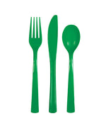 Emerald Green Solid Assorted Plastic Cutlery, 18ct