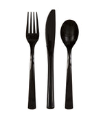 Black Solid Assorted Plastic Cutlery, 18ct