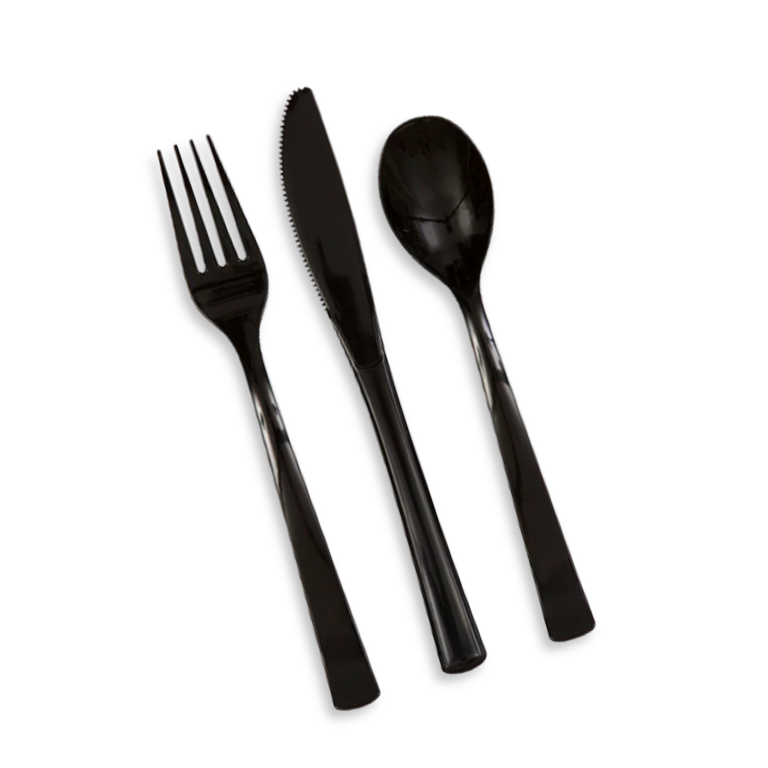 Black Solid Assorted Plastic Cutlery, 18ct
