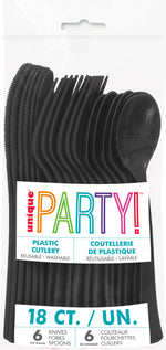 Black Solid Assorted Plastic Cutlery, 18ct - Image 2