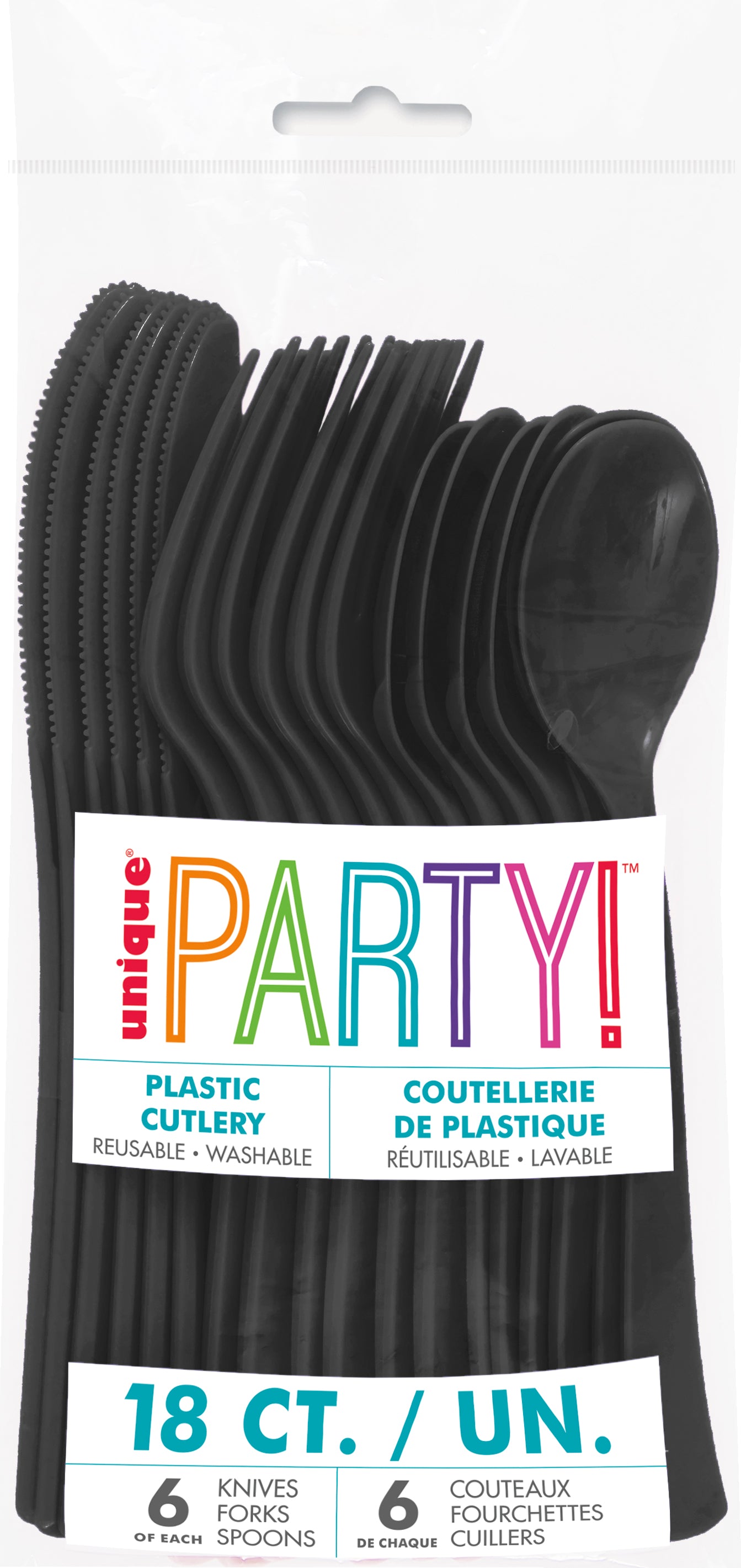 Black Solid Assorted Plastic Cutlery, 18ct - Image 2