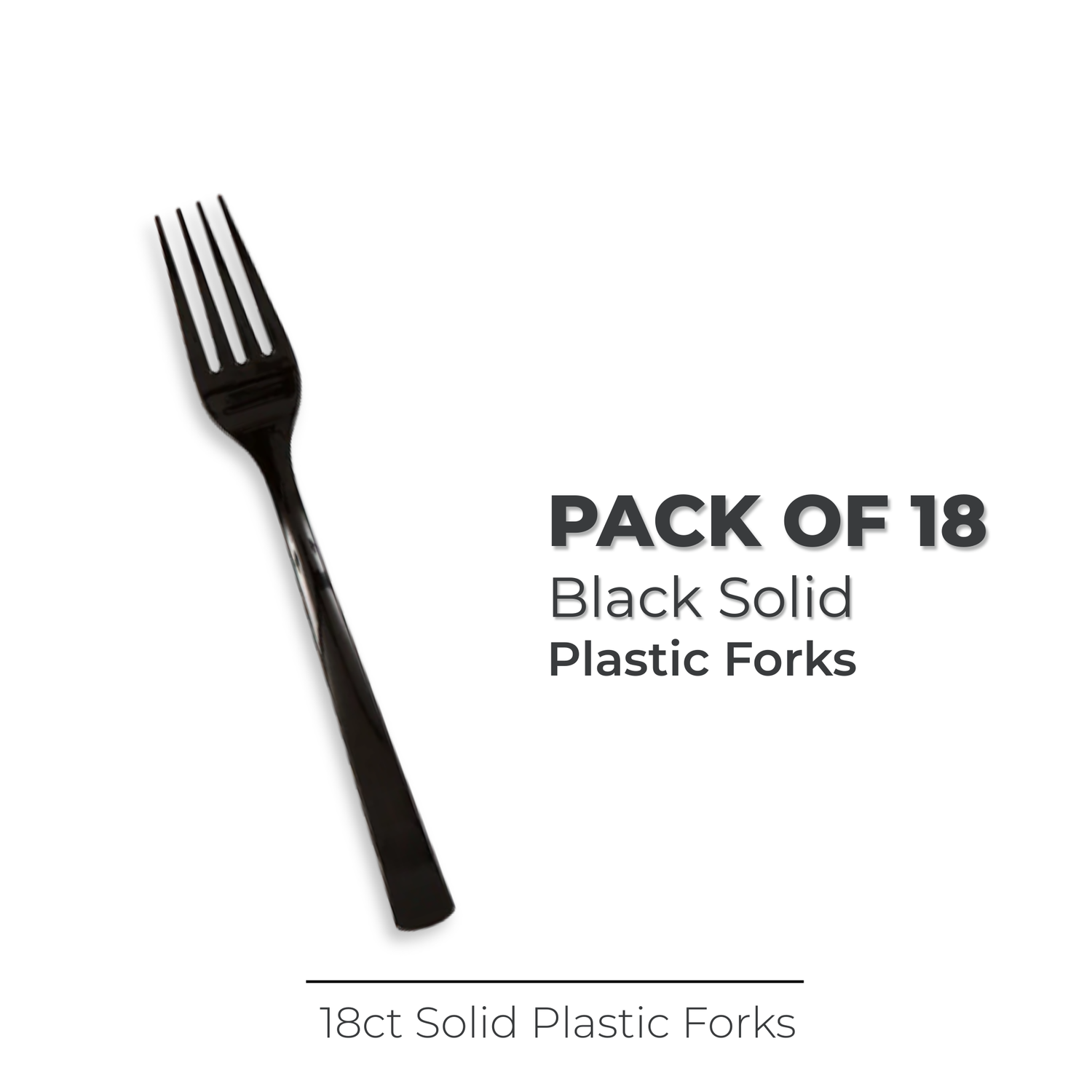 Black Solid Plastic Forks, 18ct