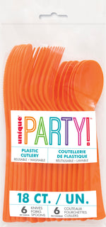 Pumpkin Orange Solid Assorted Plastic Cutlery, 18ct - Image 2