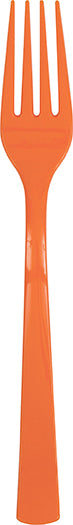 Pumpkin Orange Solid Plastic Forks, 18ct