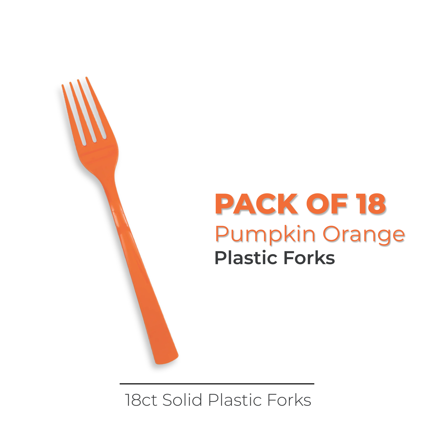 Pumpkin Orange Solid Plastic Forks, 18ct