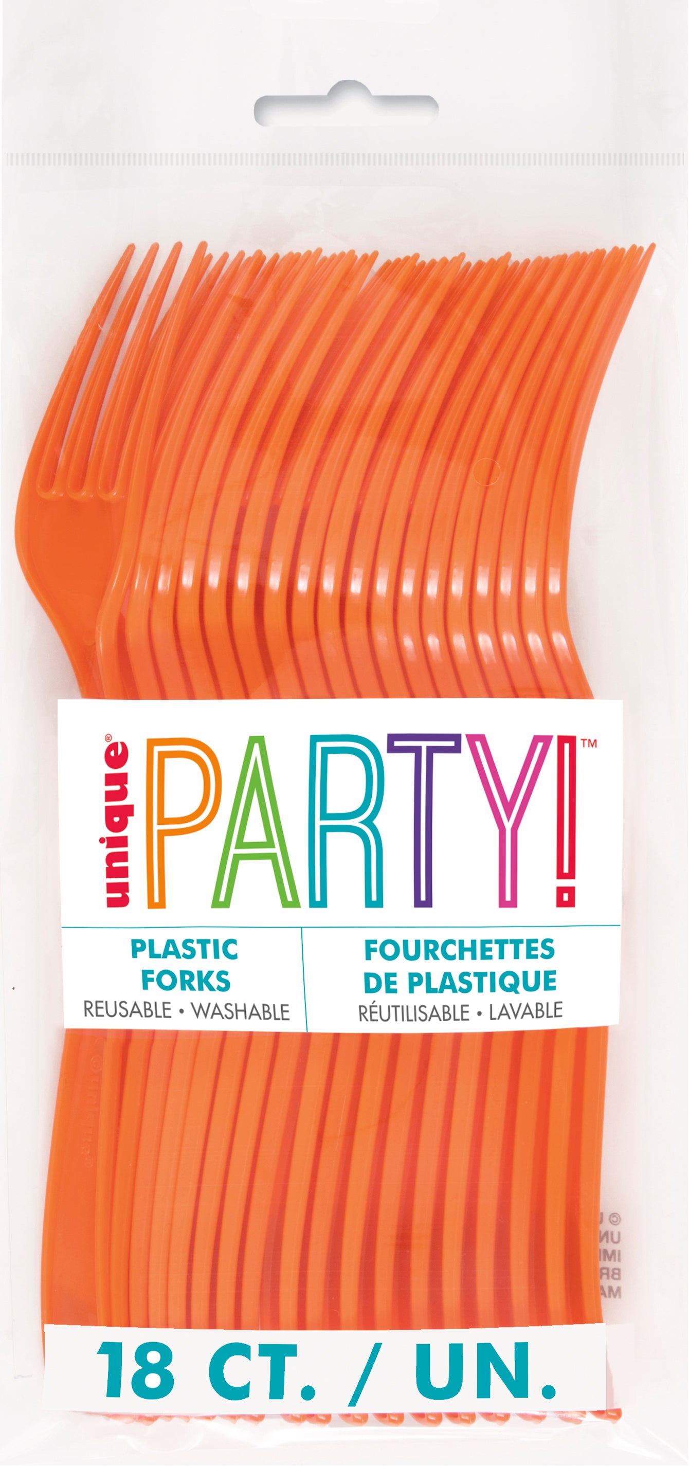 Pumpkin Orange Solid Plastic Forks, 18ct - Image 2