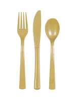Gold Solid Assorted Plastic Cutlery, 18ct