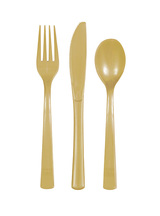 Gold Solid Assorted Plastic Cutlery, 18ct