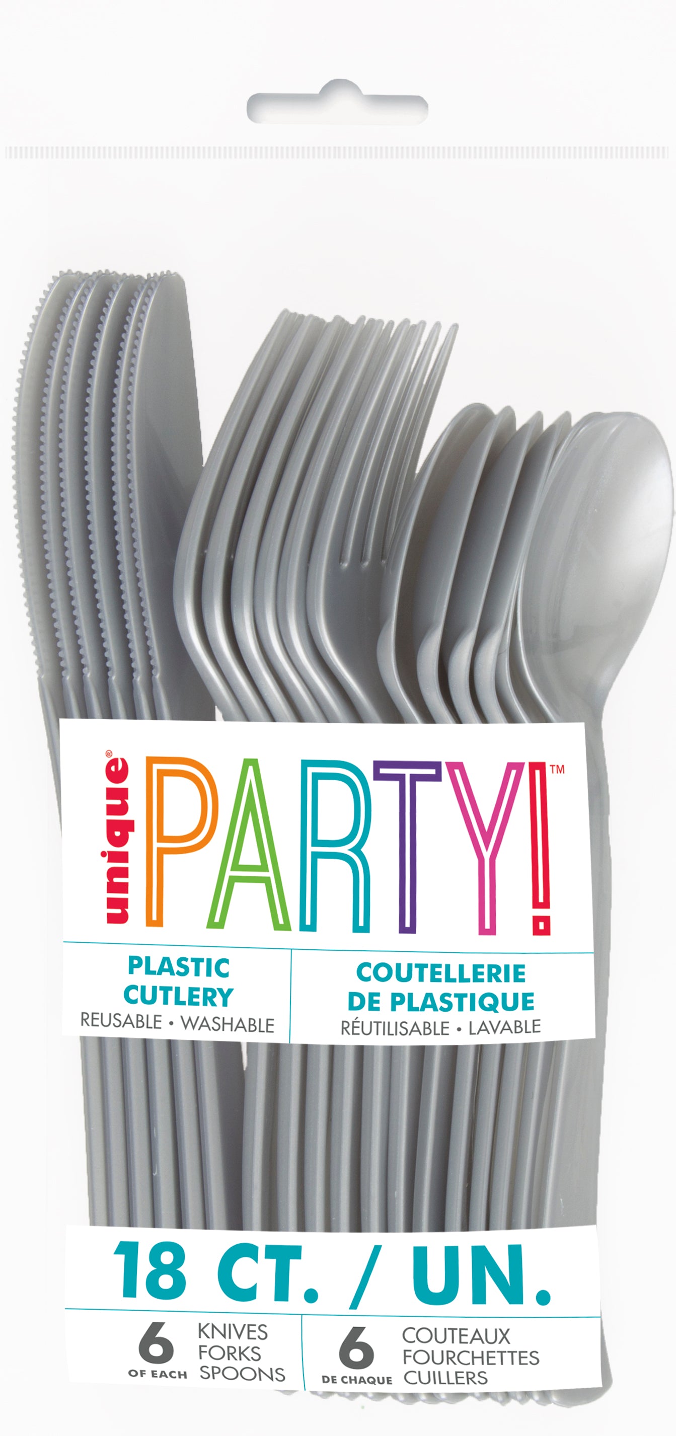 Silver Solid Assorted Plastic Cutlery, 18ct - Image 2