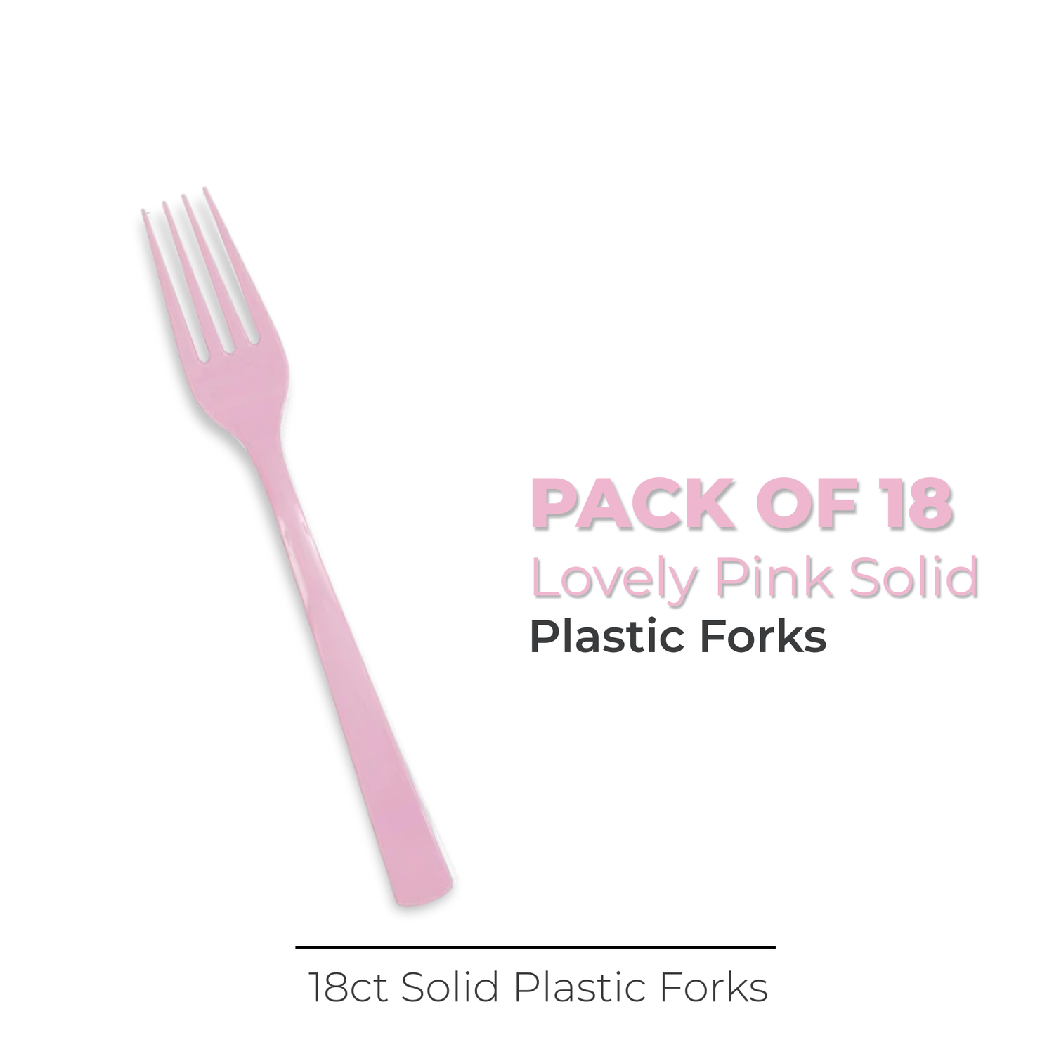 Lovely Pink Solid Plastic Forks, 18ct