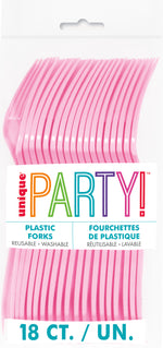 Lovely Pink Solid Plastic Forks, 18ct - Image 2