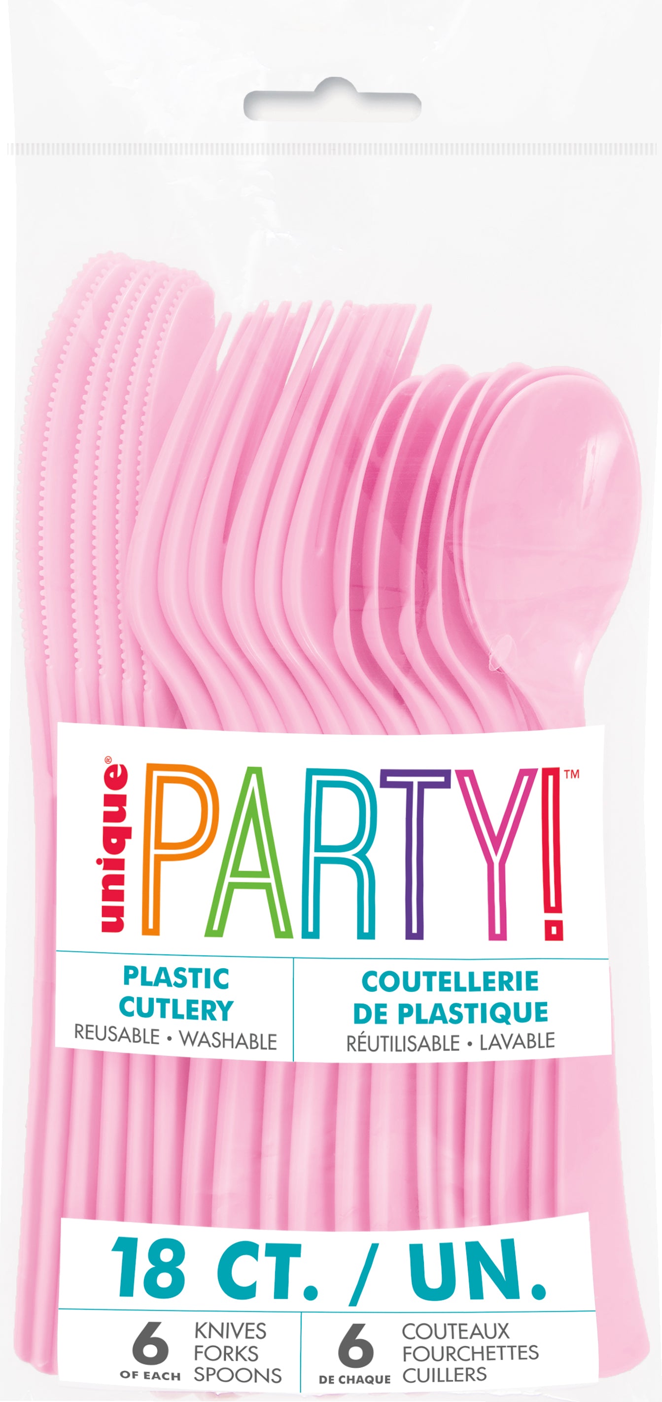 Lovely Pink Solid Assorted Plastic Cutlery, 18ct - Image 2