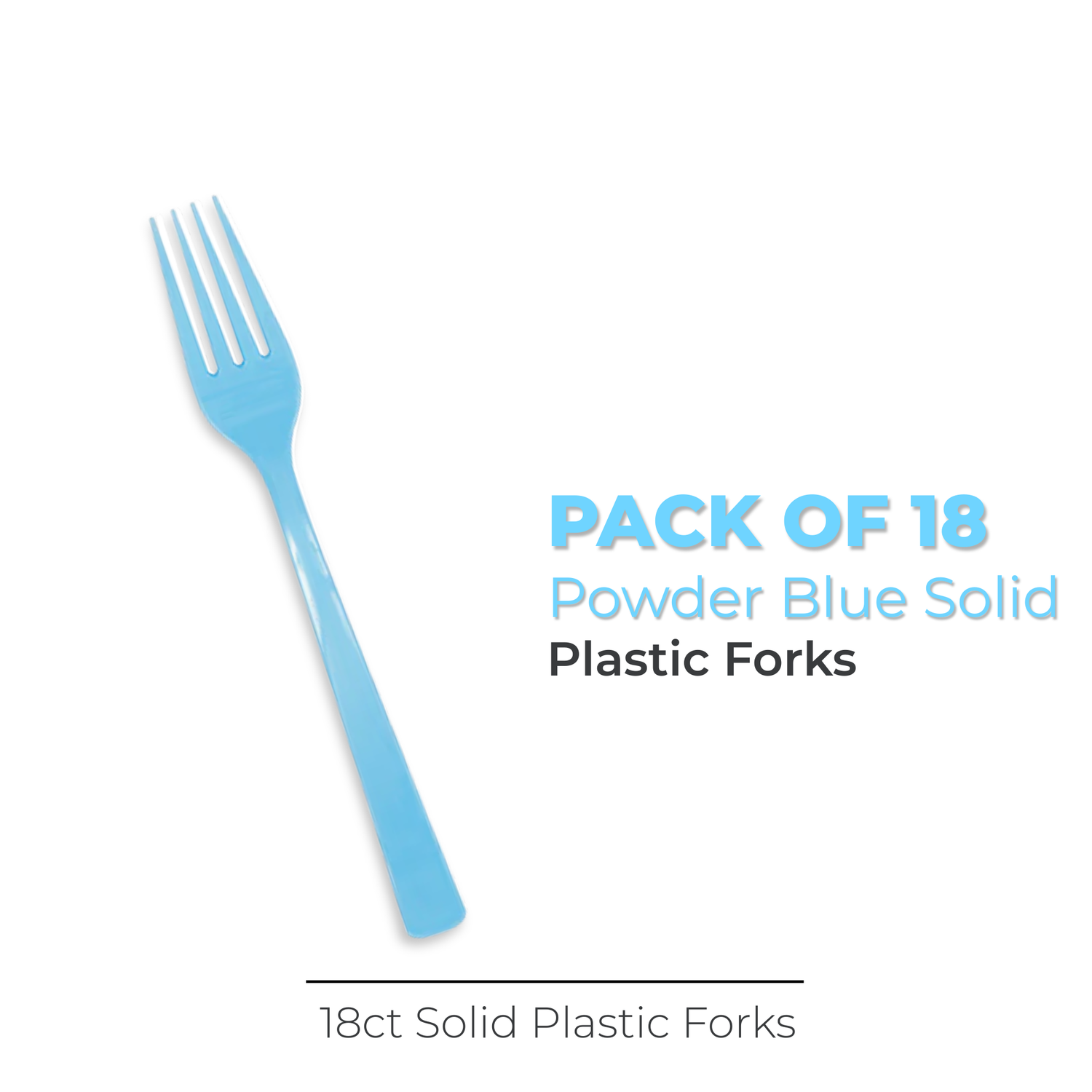 Powder Blue Solid Plastic Forks, 18ct