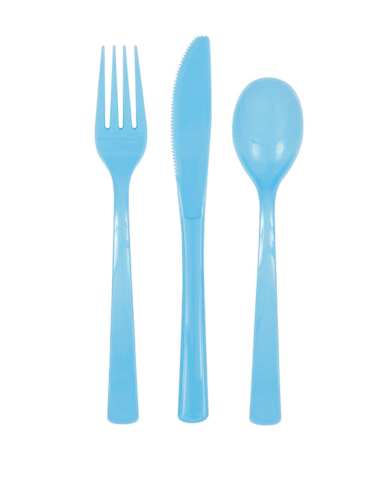 Powder Blue Solid Assorted Plastic Cutlery, 18ct
