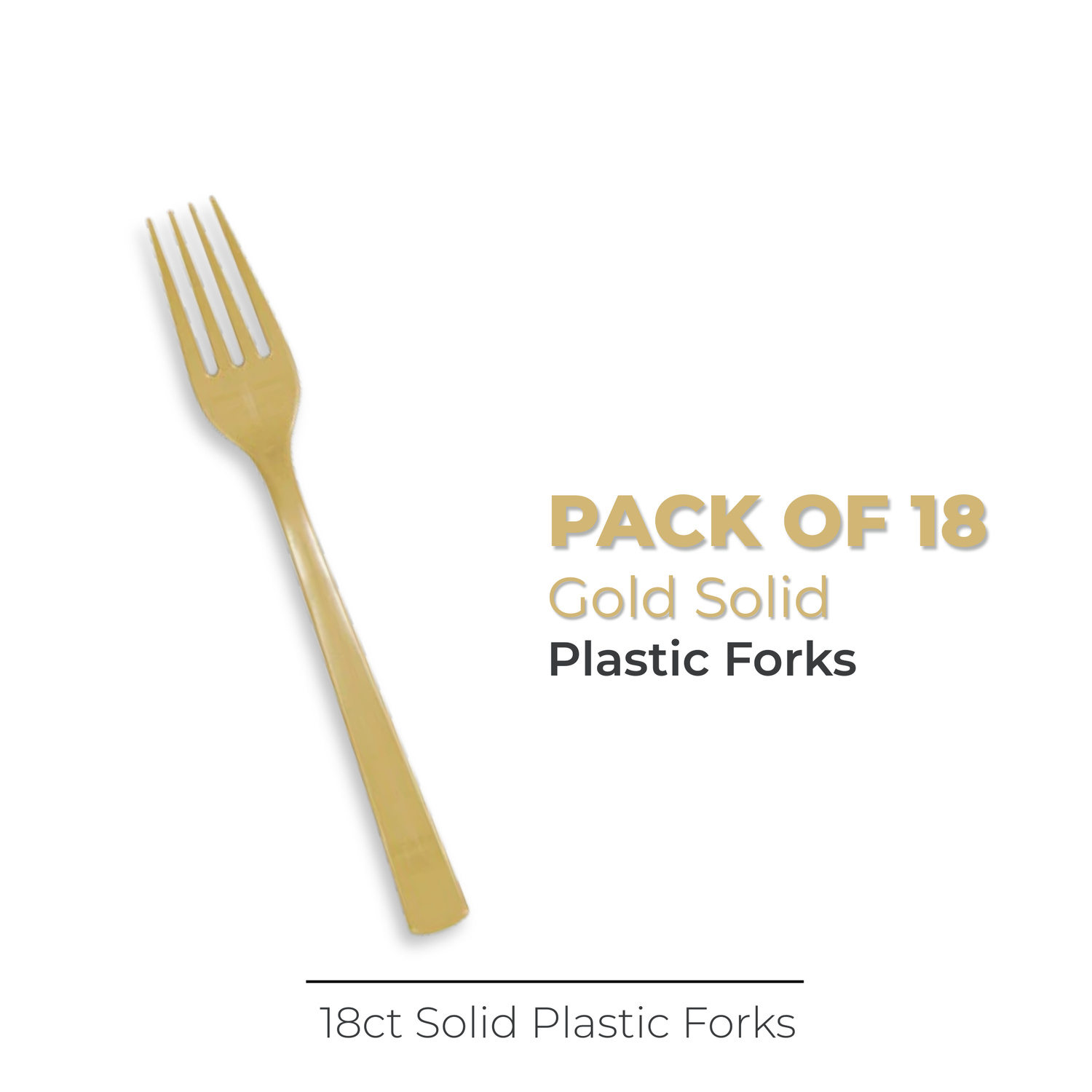 Gold Solid Plastic Forks, 18ct