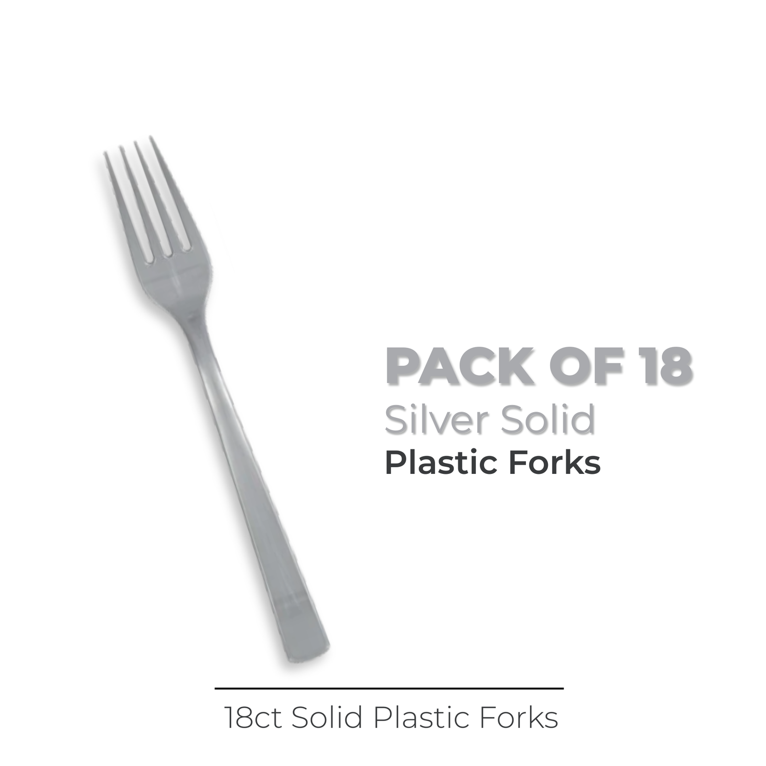 Silver Solid Plastic Forks, 18ct