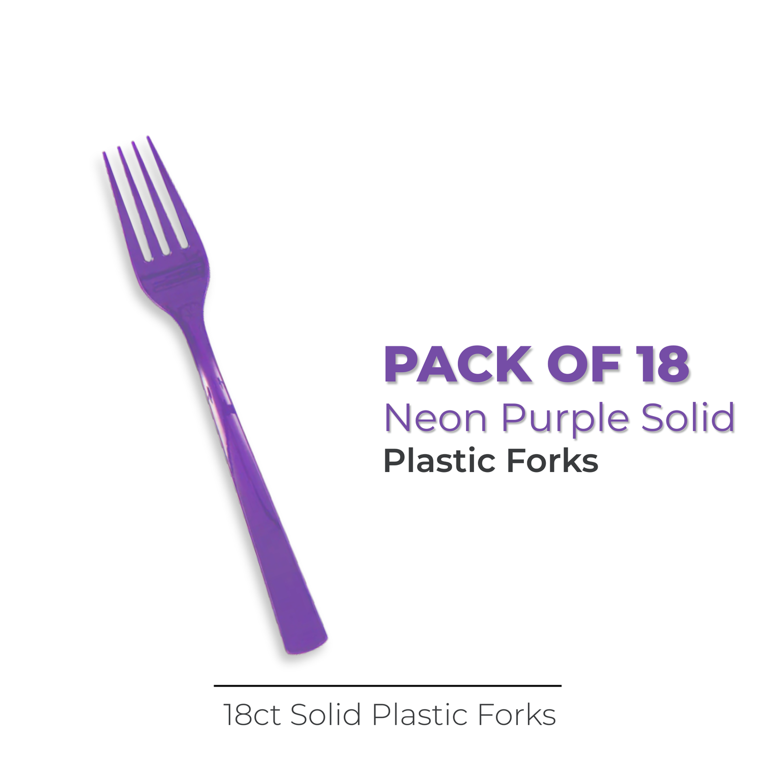 Neon Purple Solid Plastic Forks, 18ct