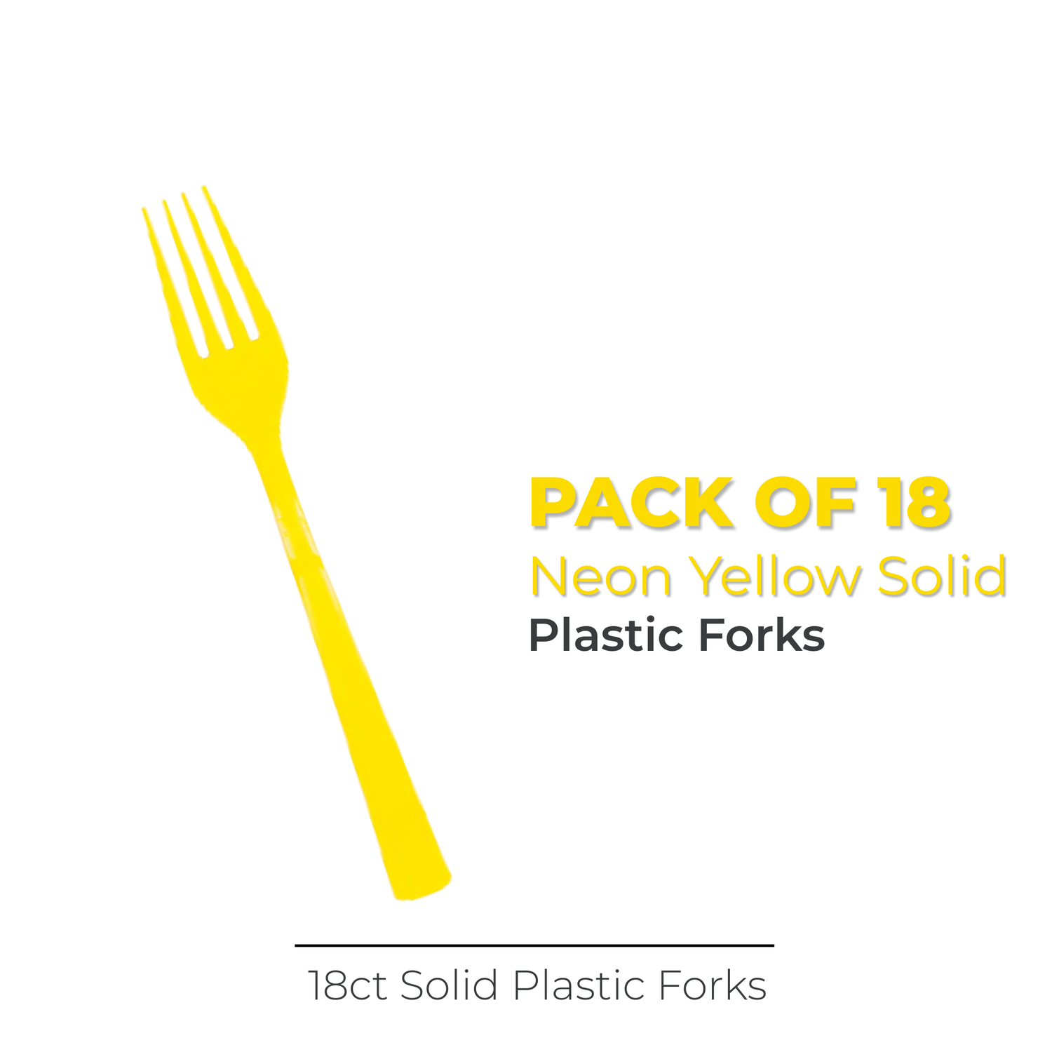 Neon Yellow Solid Plastic Forks, 18ct