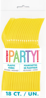 Neon Yellow Solid Plastic Forks, 18ct - Image 2