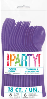 Neon Purple Solid Assorted Plastic Cutlery, 18ct - Image 2