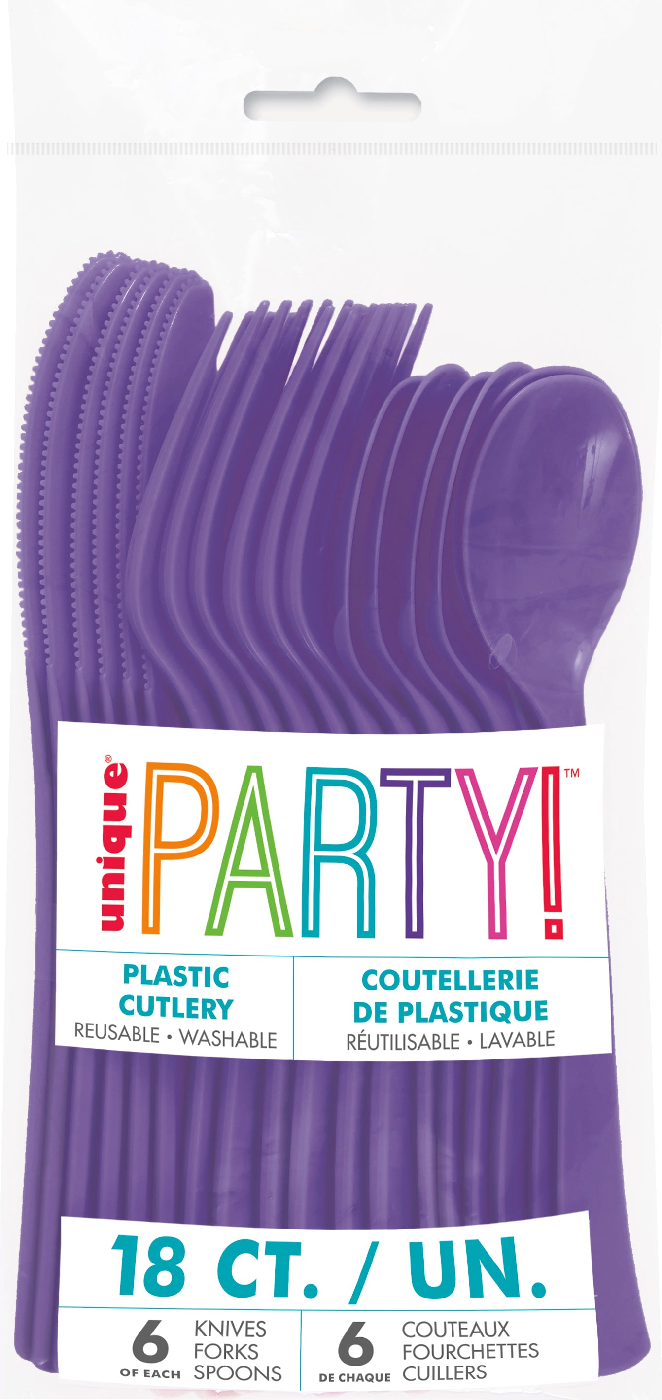 Neon Purple Solid Assorted Plastic Cutlery, 18ct - Image 2