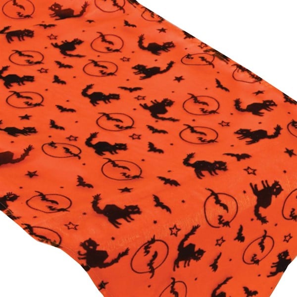 Orange Bats & Cats Fabric Table Runner
