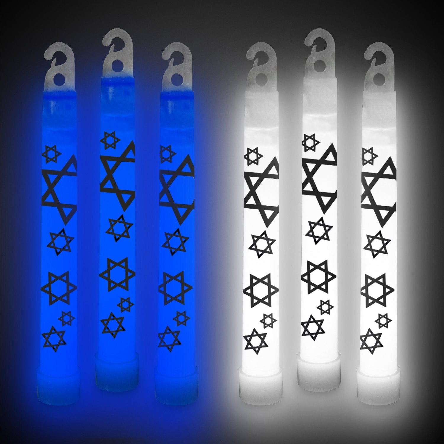 Star of David Blue or White 6" Glow Sticks