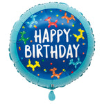 Balloon Dog Birthday Round Foil Balloon 17", Bulk
