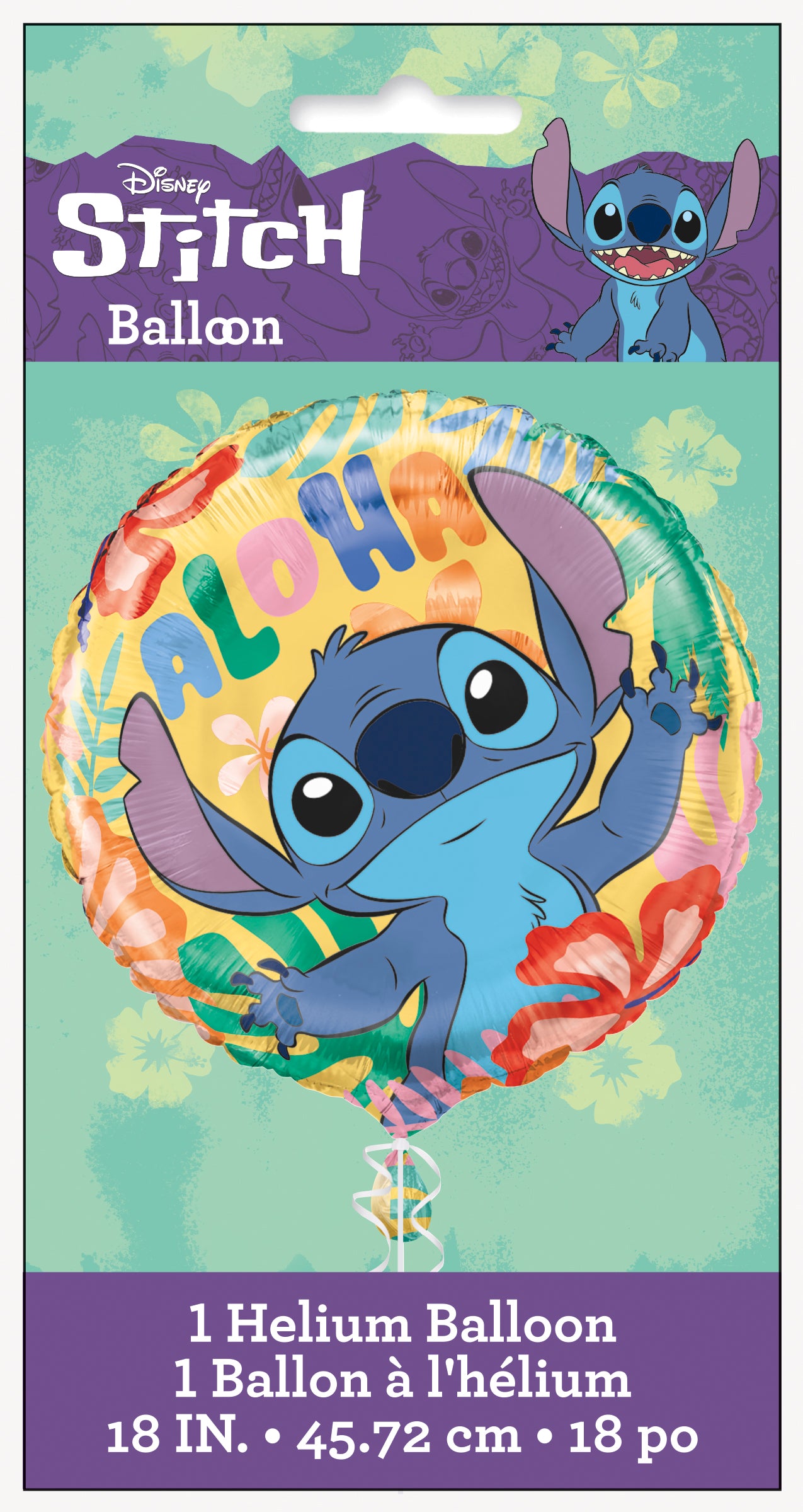 Disney Stitch Round 18" Foil Balloon, Packaged - Image 2