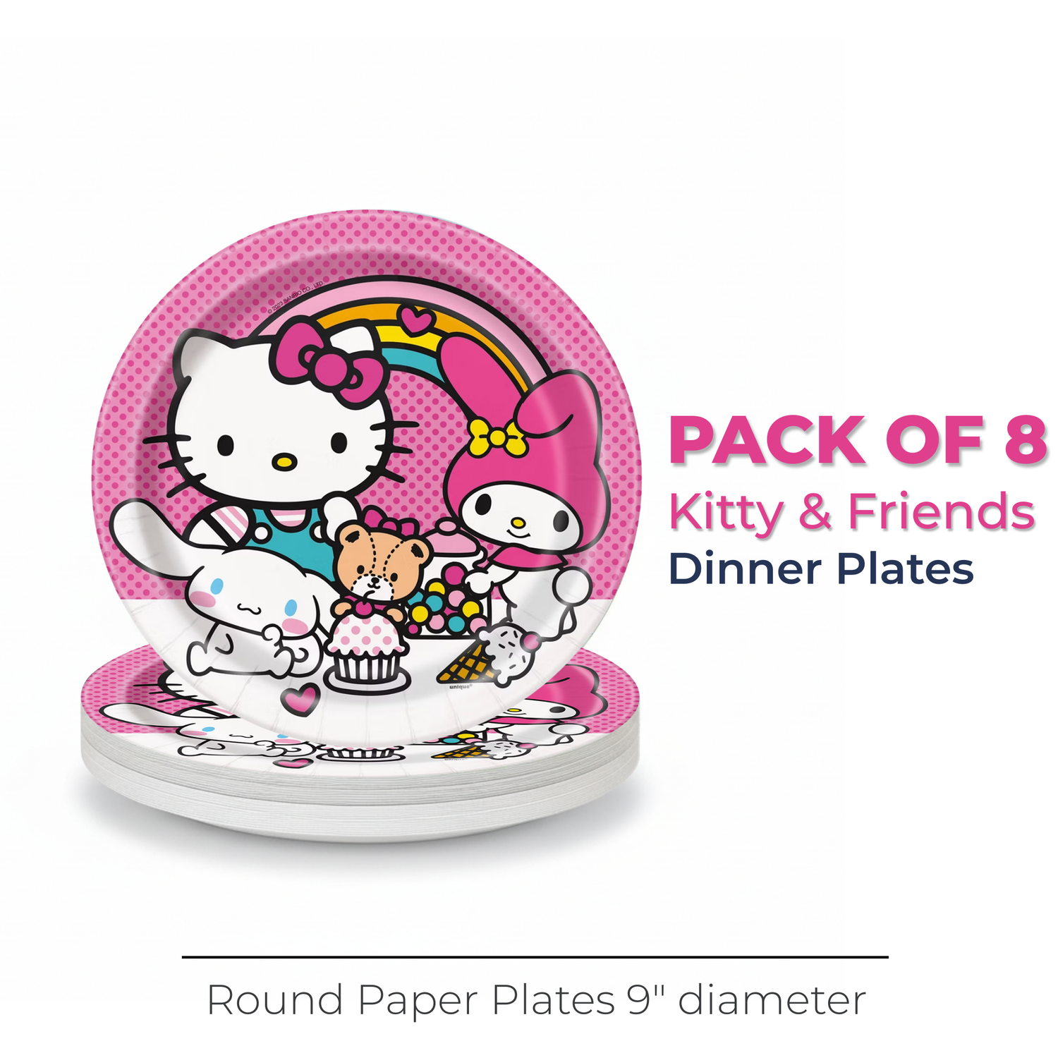 Hello Kitty & Friends Round 9" Dinner Plates, 8ct