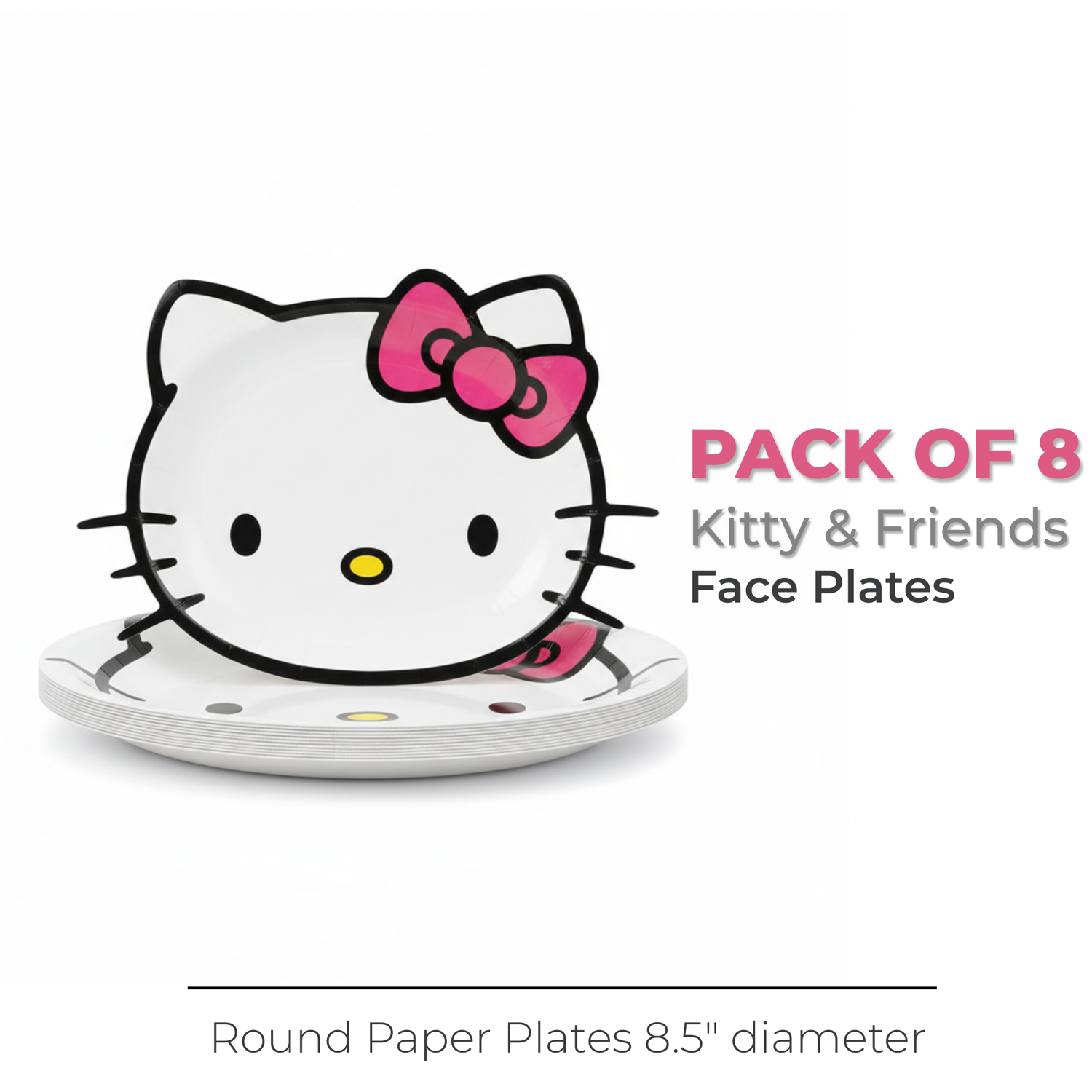 Hello Kitty & Friends Face-Shaped 8.5" Plates, 8ct