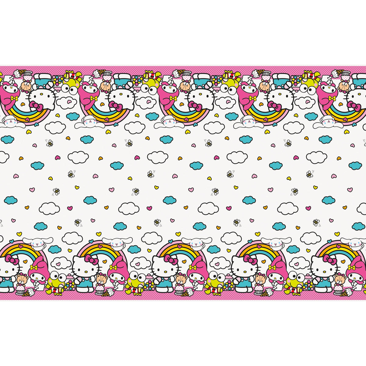Hello Kitty & Friends Rectangular Plastic Table Cover, 54" x 84" - Short Fold